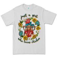 Dove Grey just a girl who loves chicken with sunflowers and gemstone Premium Tee - texasbilliewilder