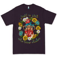 Plum just a girl who loves chicken with sunflowers and gemstone Premium Tee - texasbilliewilder