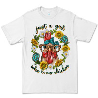 White just a girl who loves chicken with sunflowers and gemstone Premium Tee - texasbilliewilder