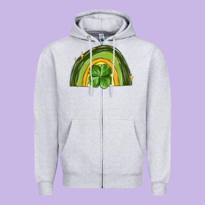 St Patrick S Day Shamrock Rainbow Zipper Hoodie Designed By Maliassmallbusiness