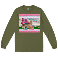 Army Green happy easter y'all  rabbit Long Sleeve Tee - BarkalooDesign