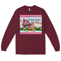 Burgundy happy easter y'all  rabbit Long Sleeve Tee - BarkalooDesign