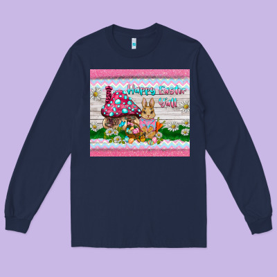 Happy Easter Y'all  Rabbit Long Sleeve Tee Designed By Barkaloodesign