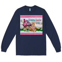 Navy happy easter y'all  rabbit Long Sleeve Tee - BarkalooDesign