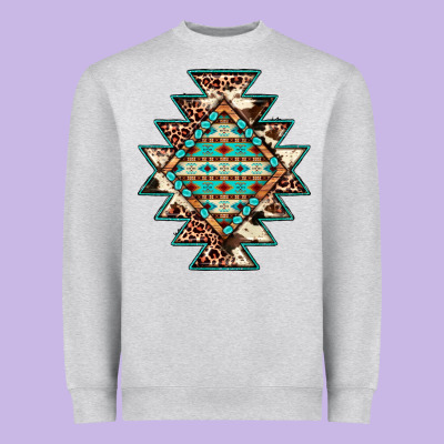 Cowhide Leopard Gemstone Aztec Heavyweight Sweatshirt Designed By Jahusdesignshop