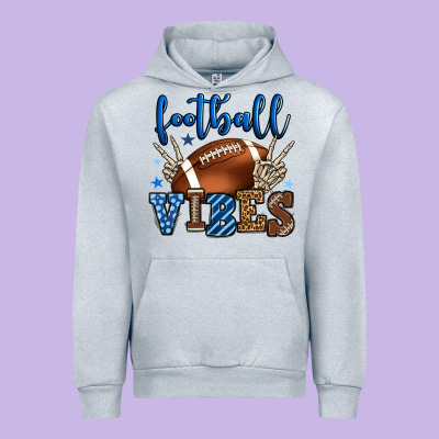 Football Vibes Blue And Grey Team Color Urban Hoodie Designed By Howdyjamesfarm