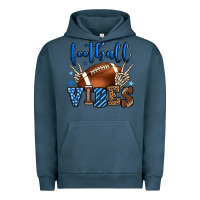 Pigment Midnight Navy Football vibes blue and grey team color Urban Hoodie - HowdyJamesFarm