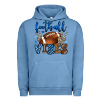 Pigment Pebble Blue Football vibes blue and grey team color Urban Hoodie - HowdyJamesFarm