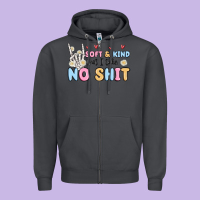 Soft And Kind But I Take No Shit Zipper Hoodie Designed By Maliassmallbusiness