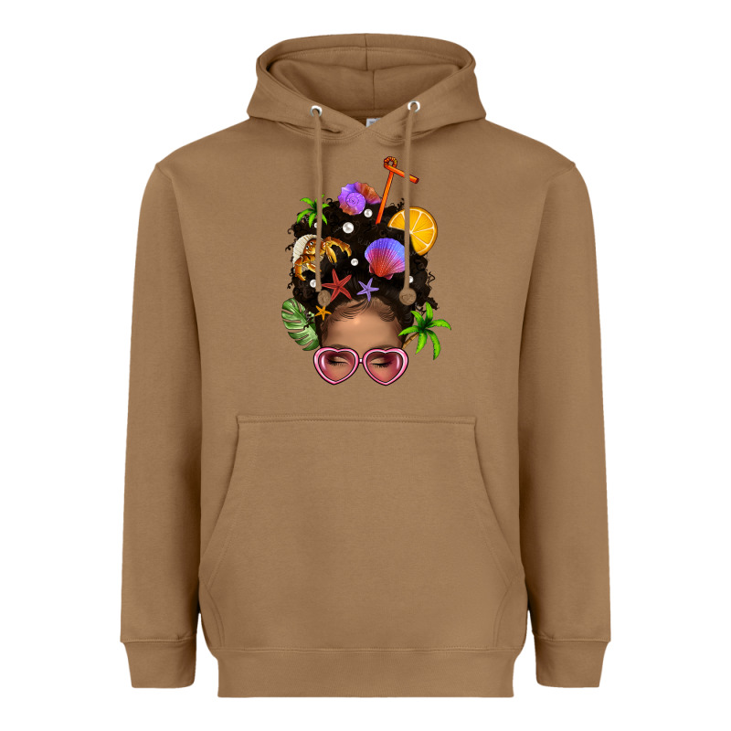 Beach Hair Afro Messy Bun Bbs Heavyweight Hoodie by BundleAndBundleShop | Teevron