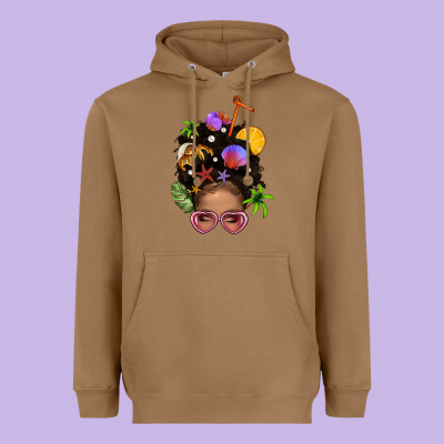 Beach Hair Afro Messy Bun Bbs Heavyweight Hoodie Designed By Bundleandbundleshop