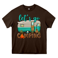 Chocolate Brown lets go camping Heavy Core Tee - texasbilliewilder
