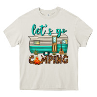 Cream lets go camping Heavy Core Tee - texasbilliewilder