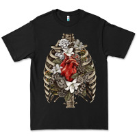 Black Skeleton Rib Cage Heart Premium Tee - RanaPortraitStore