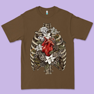Premium Tee Skeleton Rib Cage Heart