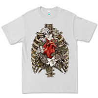 Dove Grey Skeleton Rib Cage Heart Premium Tee - RanaPortraitStore