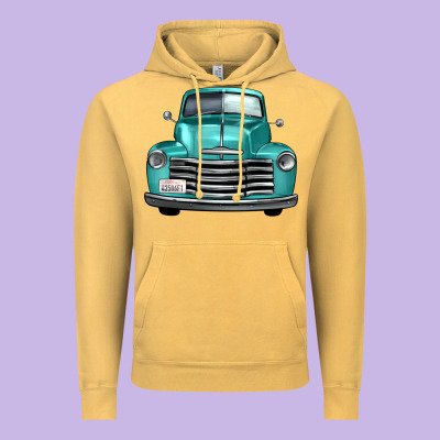Western Truck Front View Vintage Hoodie Designed By Fadigitalartstudio