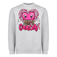 Heather Grey hey cancer with middle fingers Heavyweight Sweatshirt - AdoDesignShop