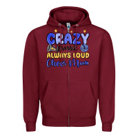 Burgundy crazy proud always loud cheer mom Zipper Hoodie - MaliasSmallBusiness