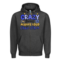 Charcoal Heather crazy proud always loud cheer mom Zipper Hoodie - MaliasSmallBusiness