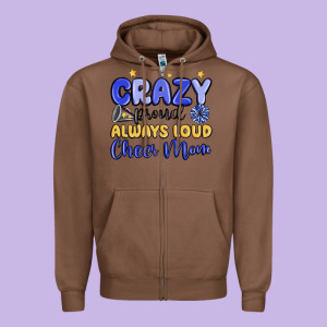 Crazy Proud Always Loud Cheer Mom Zipper Hoodie Designed By Maliassmallbusiness