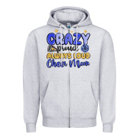 Heather Grey crazy proud always loud cheer mom Zipper Hoodie - MaliasSmallBusiness