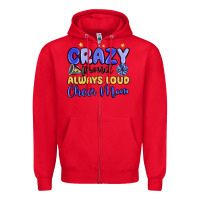 Red crazy proud always loud cheer mom Zipper Hoodie - MaliasSmallBusiness