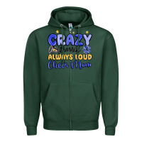 Sports Green crazy proud always loud cheer mom Zipper Hoodie - MaliasSmallBusiness