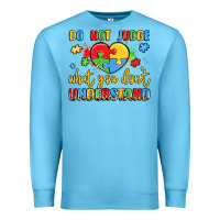 Ocean Blue puzzle heart inclusivity message Premium Sweatshirt - LillyAllenDesigns
