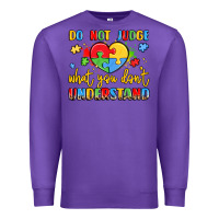 Purple puzzle heart inclusivity message Premium Sweatshirt - LillyAllenDesigns