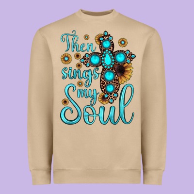 Then Sings My Soul Cross Heavyweight Sweatshirt Designed By Jahusdesignshop