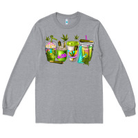 Heather Grey coffee cups Long Sleeve Tee - NancyCooperArtShop