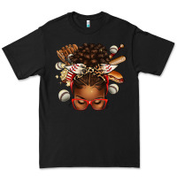 Black baseball afro messy bun Premium Tee - texasbilliewilder