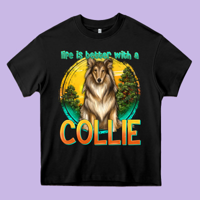 Life Is Better With A Collie Heavy Core Tee Designed By Texasbilliewilder