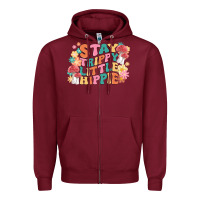 Burgundy stay trippy little hippie Zipper Hoodie - MaliasSmallBusiness