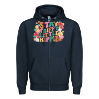 Navy stay trippy little hippie Zipper Hoodie - MaliasSmallBusiness