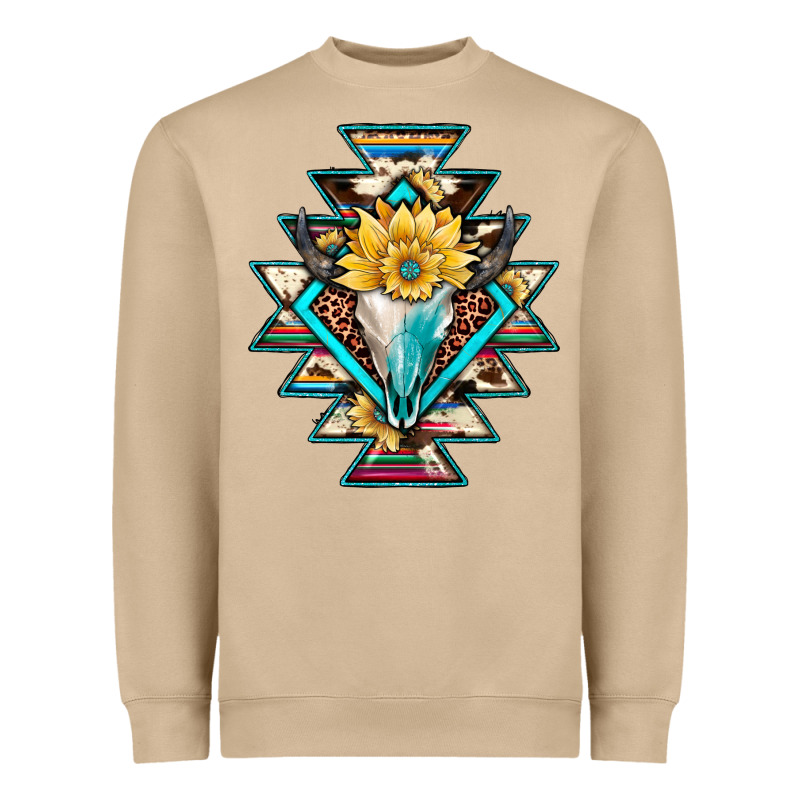 Cowhide Leopard Bull Skull Aztec Heavyweight Sweatshirt by JahusDesignShop | Teevron