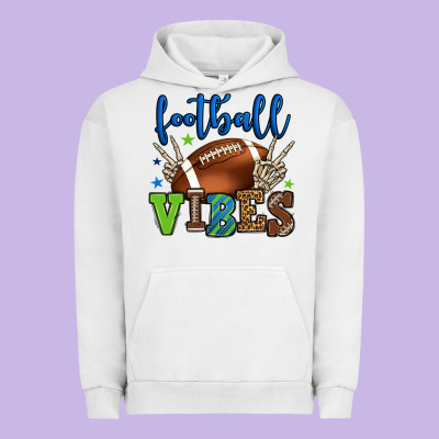 Football Vibes Green And Blue Urban Hoodie Designed By Howdyjamesfarm