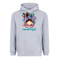 Heather Grey Messy Bun Cosmetologist Bbs Heavyweight Hoodie - BundleAndBundleShop