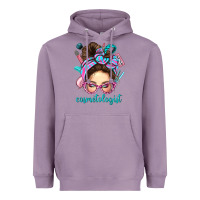 Lavender Messy Bun Cosmetologist Bbs Heavyweight Hoodie - BundleAndBundleShop