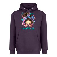 Plum Messy Bun Cosmetologist Bbs Heavyweight Hoodie - BundleAndBundleShop