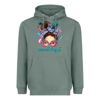 Sage Messy Bun Cosmetologist Bbs Heavyweight Hoodie - BundleAndBundleShop