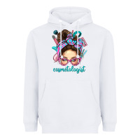 White Messy Bun Cosmetologist Bbs Heavyweight Hoodie - BundleAndBundleShop
