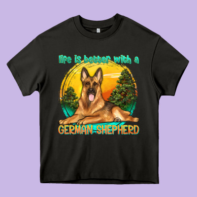 Life Is Better With A German Shepherd Heavy Core Tee Designed By Texasbilliewilder