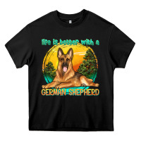 Black life is better with a german shepherd Heavy Core Tee - texasbilliewilder