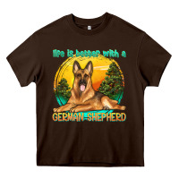 Chocolate Brown life is better with a german shepherd Heavy Core Tee - texasbilliewilder
