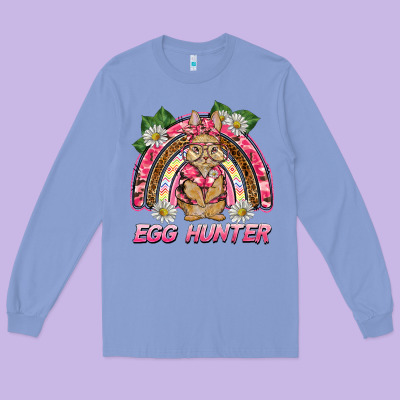Easter Pink Camouflage Egg Hunter  Bunny Rainbow Long Sleeve Tee Designed By Barkaloodesign