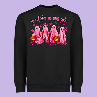 In October We Wear Pink Ghosts Heavyweight Sweatshirt Designed By Adodesignshop