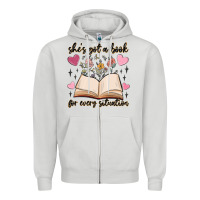 Dove Grey she's got a book for every situation Zipper Hoodie - MaliasSmallBusiness