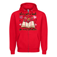 Red she's got a book for every situation Zipper Hoodie - MaliasSmallBusiness